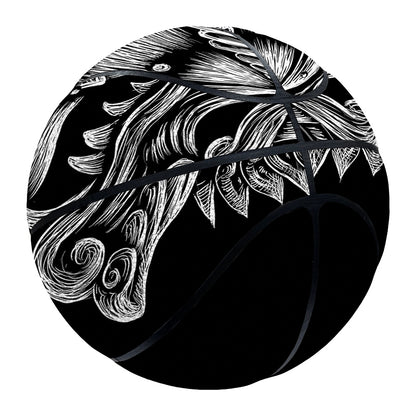 Black And White Odin With Wolfs Print Basketball