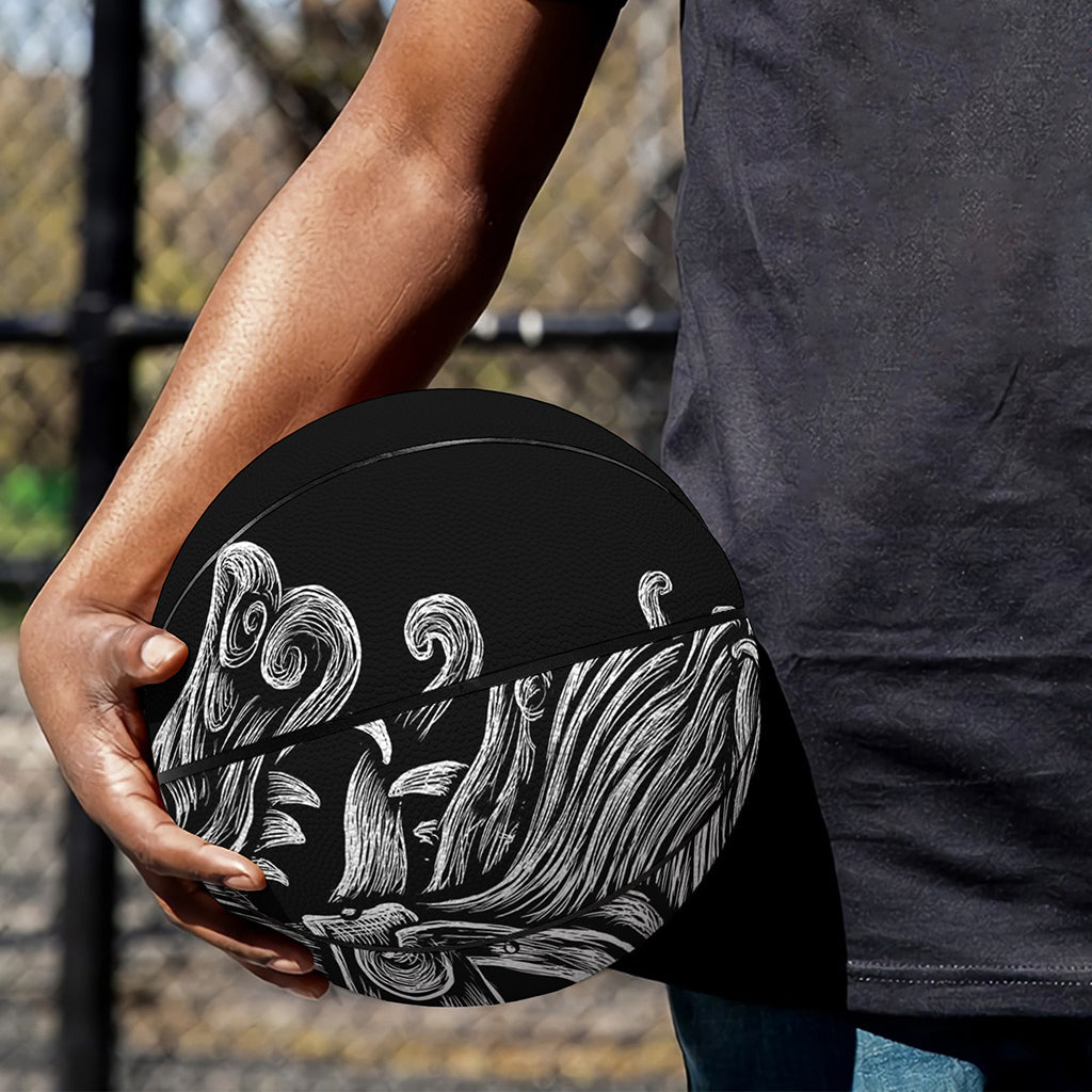 Black And White Odin With Wolfs Print Basketball