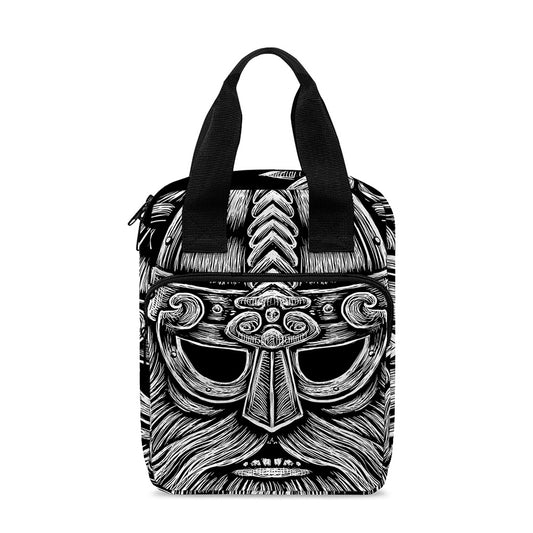 Black And White Odin With Wolfs Print Bible Tote Bag