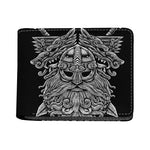 Black And White Odin With Wolfs Print Bifold Wallet
