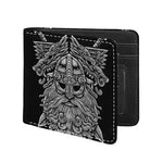 Black And White Odin With Wolfs Print Bifold Wallet