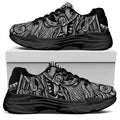 Black And White Odin With Wolfs Print Black Chunky Shoes
