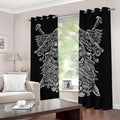 Black And White Odin With Wolfs Print Dimout Grommet Curtains