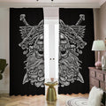 Black And White Odin With Wolfs Print Dimout Pencil Pleat Curtains