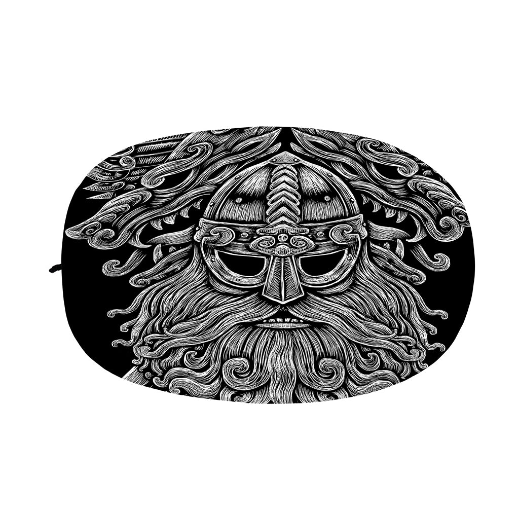 Black And White Odin With Wolfs Print Car Side Mirror Covers