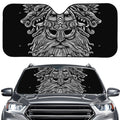 Black And White Odin With Wolfs Print Car Windshield Sun Shade