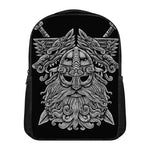 Black And White Odin With Wolfs Print Casual Backpack