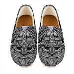 Black And White Odin With Wolfs Print Casual Shoes