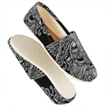 Black And White Odin With Wolfs Print Casual Shoes