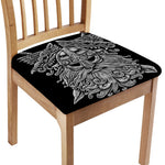 Black And White Odin With Wolfs Print Chair Cushion Cover