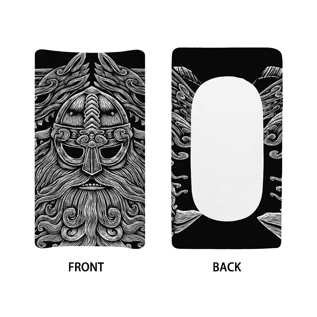 Black And White Odin With Wolfs Print Changing Pad Cover