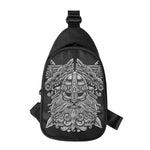 Black And White Odin With Wolfs Print Chest Bag