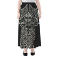 Black And White Odin With Wolfs Print Chiffon Maxi Skirt