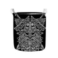 Black And White Odin With Wolfs Print Collapsible Laundry Basket