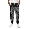 Black And White Odin With Wolfs Print Cotton Sweatpants