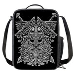 Black And White Odin With Wolfs Print Crossbody Lunch Bag