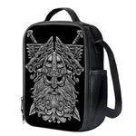 Black And White Odin With Wolfs Print Crossbody Lunch Bag