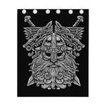 Black And White Odin With Wolfs Print Curtain