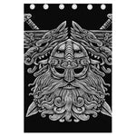 Black And White Odin With Wolfs Print Curtain