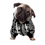 Black And White Odin With Wolfs Print Dog Zip Up Hoodie