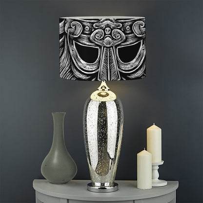 Black And White Odin With Wolfs Print Drum Lamp Shade