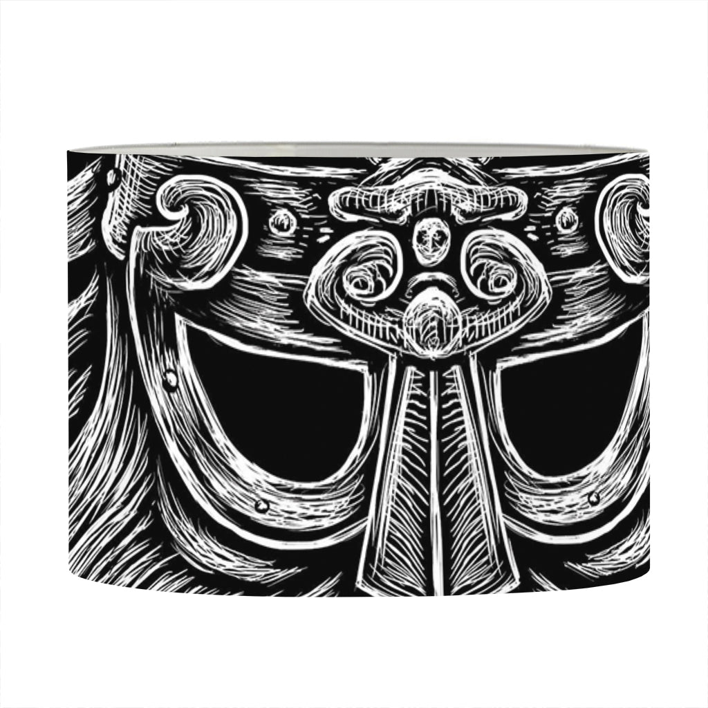 Black And White Odin With Wolfs Print Drum Lamp Shade