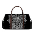 Black And White Odin With Wolfs Print Duffel Bag