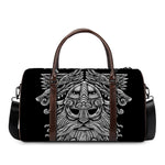 Black And White Odin With Wolfs Print Duffle Bag