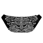 Black And White Odin With Wolfs Print Fanny Pack