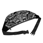 Black And White Odin With Wolfs Print Fanny Pack