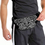 Black And White Odin With Wolfs Print Fanny Pack