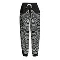 Black And White Odin With Wolfs Print Fleece Lined Knit Pants