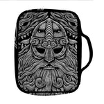 Black And White Odin With Wolfs Print Front Pocket Bible Bag