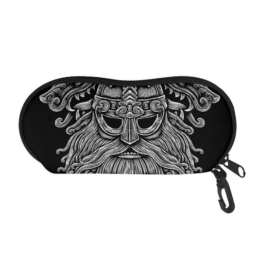Black And White Odin With Wolfs Print Glasses Case