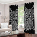Black And White Odin With Wolfs Print Grommet Curtains