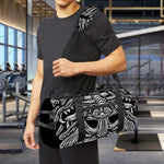 Black And White Odin With Wolfs Print Gym Bag