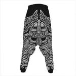 Black And White Odin With Wolfs Print Hammer Pants