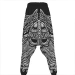 Black And White Odin With Wolfs Print Hammer Pants