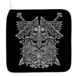 Black And White Odin With Wolfs Print Hand Towel