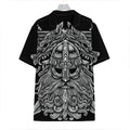 Black And White Odin With Wolfs Print Hawaiian Shirt
