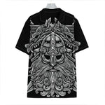 Black And White Odin With Wolfs Print Hawaiian Shirt