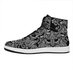 Black And White Odin With Wolfs Print High Top Leather Sneakers