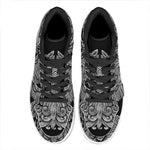 Black And White Odin With Wolfs Print High Top Leather Sneakers