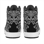Black And White Odin With Wolfs Print High Top Leather Sneakers