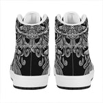 Black And White Odin With Wolfs Print High Top Leather Sneakers