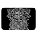 Black And White Odin With Wolfs Print Indoor Door Mat