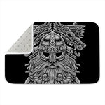 Black And White Odin With Wolfs Print Indoor Door Mat