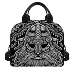 Black And White Odin With Wolfs Print Insulated Lunch Bag