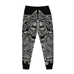 Black And White Odin With Wolfs Print Jogger Pants