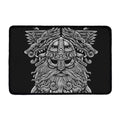 Black And White Odin With Wolfs Print Kitchen Mat